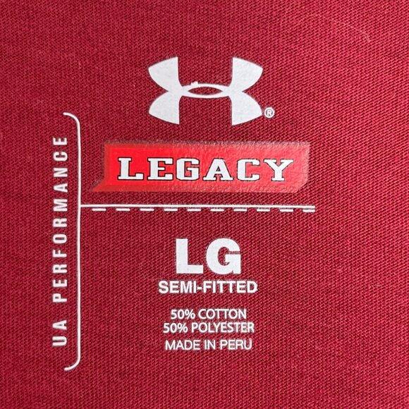 Under Armour Tshirt Brown University Womens Large Red Vneck Semi Fitted - Picture 8 of 9